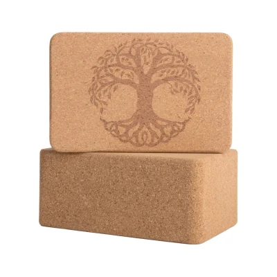 Natural and Eco-Friendly Cork Yoga Blocks for Yoga, Pilates and Balance Training