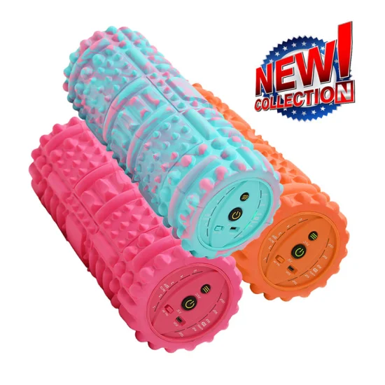 New Muscle Release Columnar Vibrating Fitness Sport Massage Electric Round Yoga Foam Rollers for Muscles